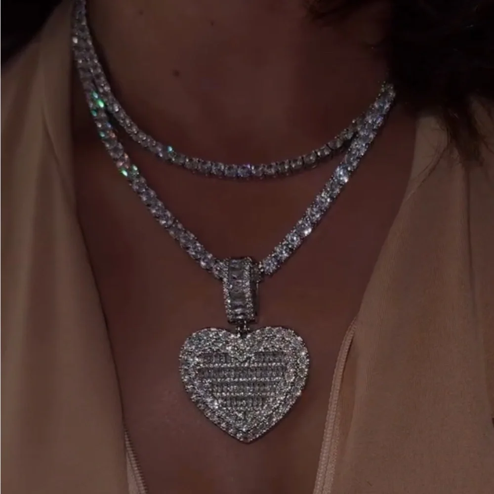 Silver Heart Tennis necklace 16 inch